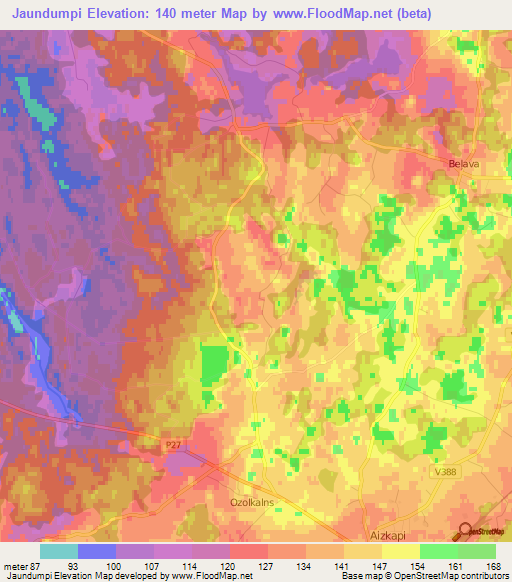 Jaundumpi,Latvia Elevation Map