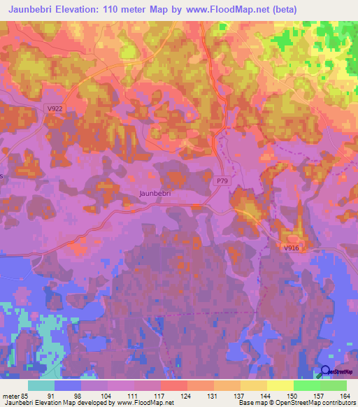 Jaunbebri,Latvia Elevation Map