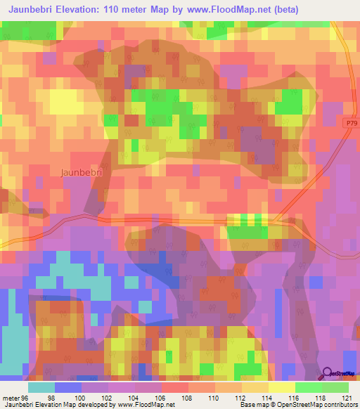 Jaunbebri,Latvia Elevation Map