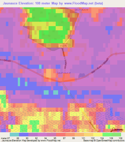 Jaunauce,Latvia Elevation Map