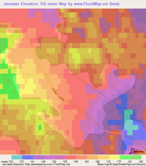 Jaunatas,Latvia Elevation Map