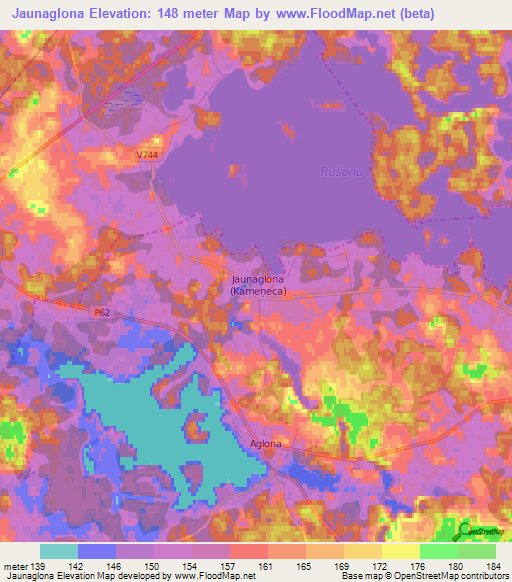 Jaunaglona,Latvia Elevation Map