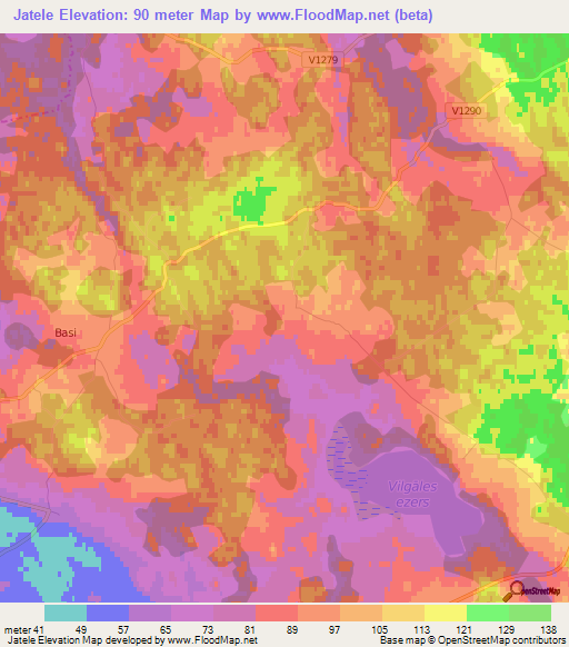 Jatele,Latvia Elevation Map