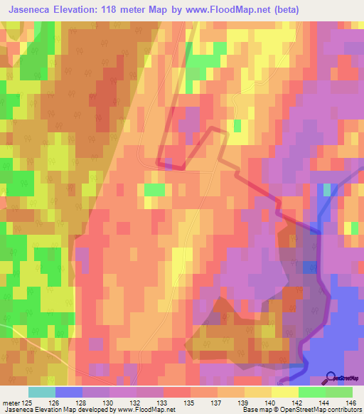 Jaseneca,Latvia Elevation Map