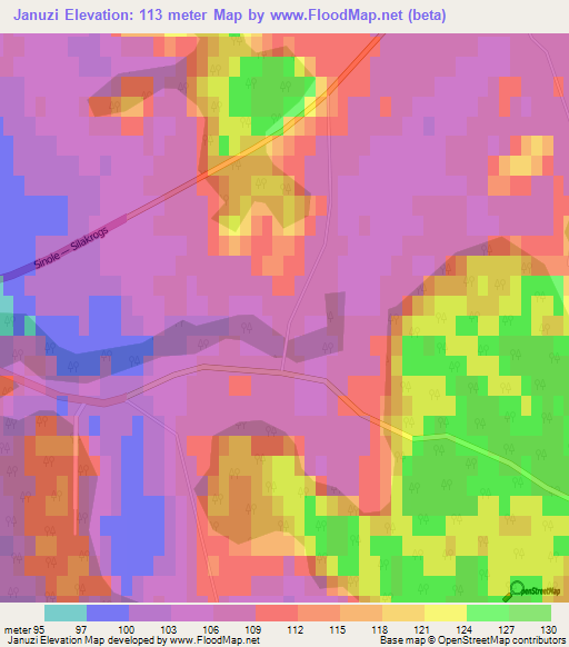 Januzi,Latvia Elevation Map