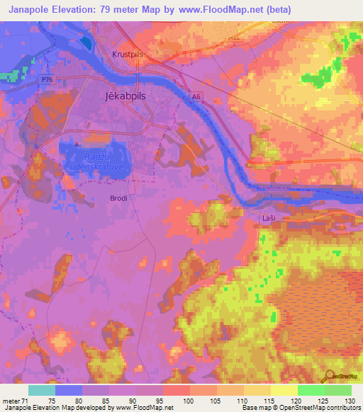 Janapole,Latvia Elevation Map