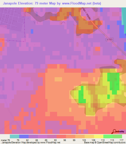 Janapole,Latvia Elevation Map