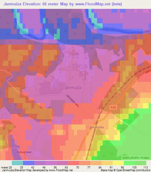 Janmuiza,Latvia Elevation Map