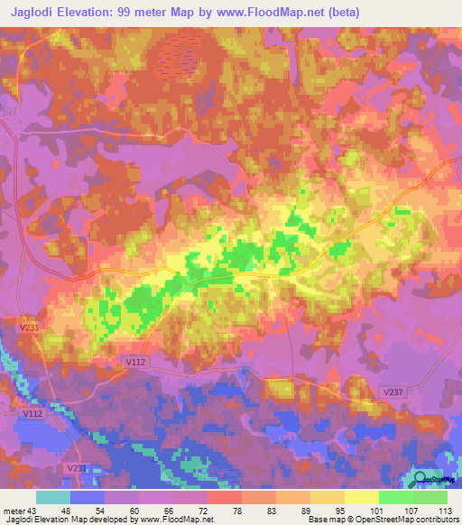 Jaglodi,Latvia Elevation Map