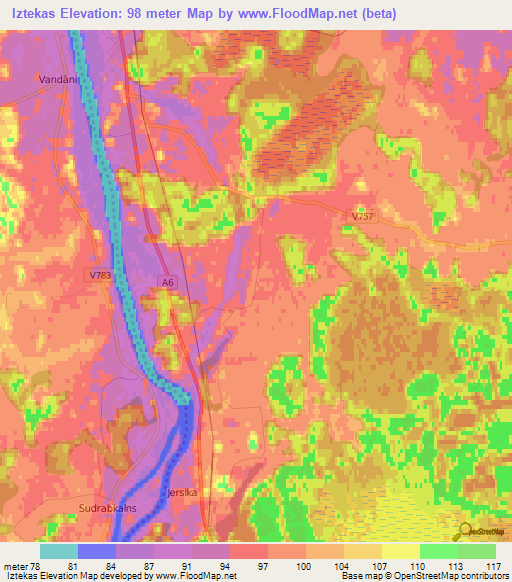 Iztekas,Latvia Elevation Map