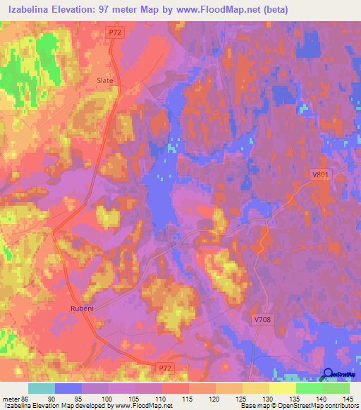 Izabelina,Latvia Elevation Map