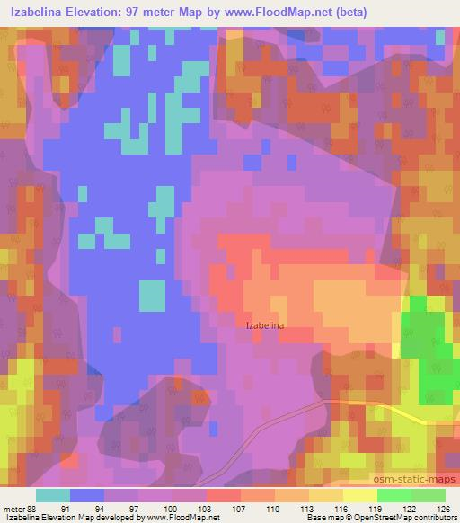 Izabelina,Latvia Elevation Map