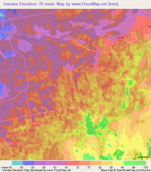 Ivandes,Latvia Elevation Map