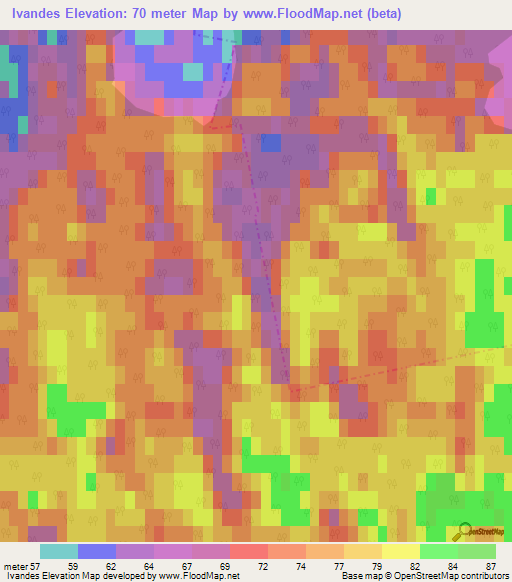 Ivandes,Latvia Elevation Map