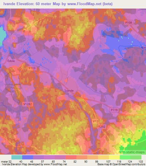 Ivande,Latvia Elevation Map