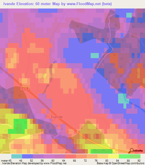 Ivande,Latvia Elevation Map