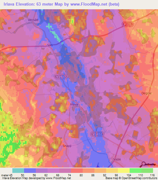 Irlava,Latvia Elevation Map