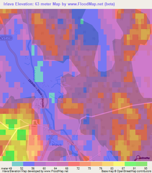 Irlava,Latvia Elevation Map