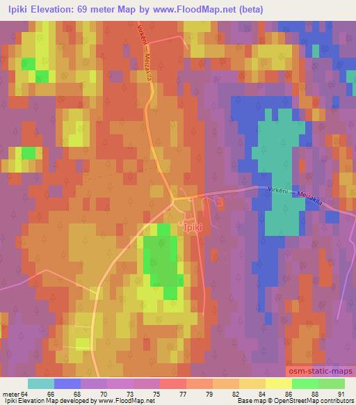 Ipiki,Latvia Elevation Map