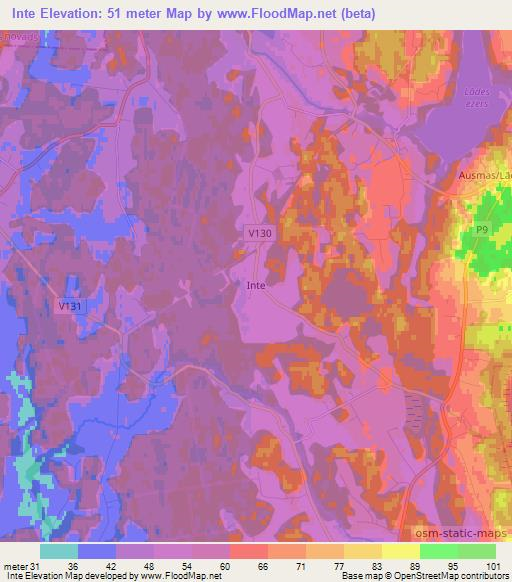 Inte,Latvia Elevation Map