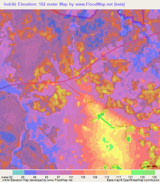 Indriki,Latvia Elevation Map