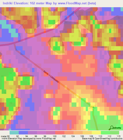 Indriki,Latvia Elevation Map