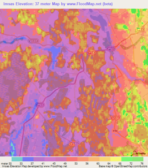 Imsas,Latvia Elevation Map