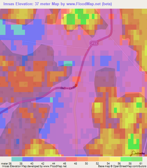 Imsas,Latvia Elevation Map