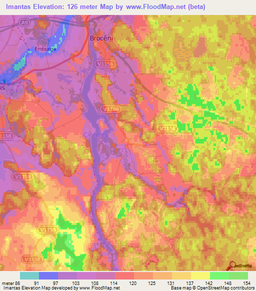 Imantas,Latvia Elevation Map