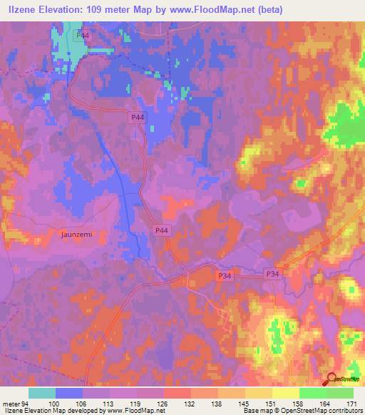 Ilzene,Latvia Elevation Map