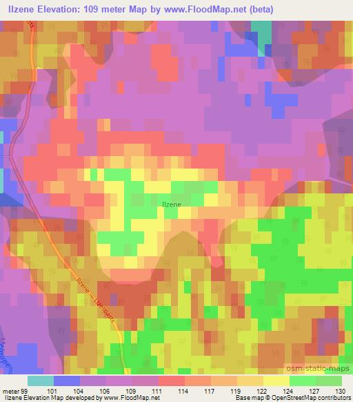 Ilzene,Latvia Elevation Map