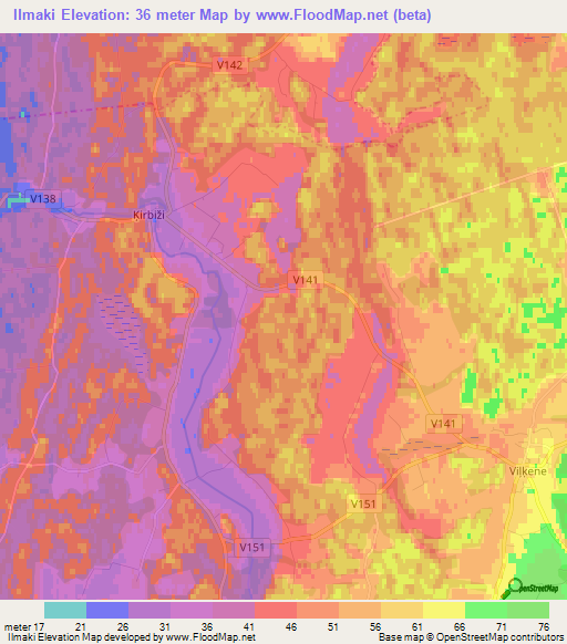 Ilmaki,Latvia Elevation Map