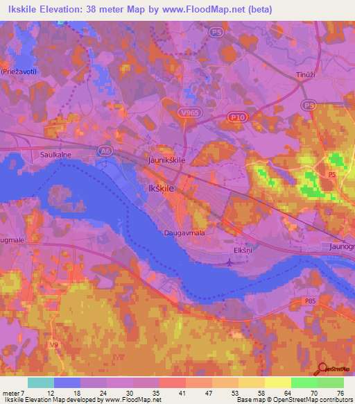 Ikskile,Latvia Elevation Map