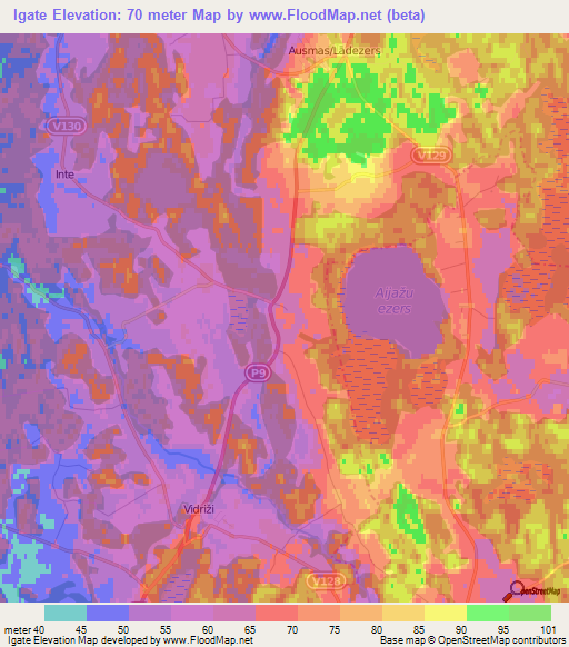 Igate,Latvia Elevation Map