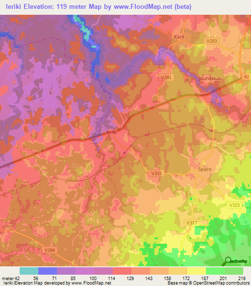 Ieriki,Latvia Elevation Map