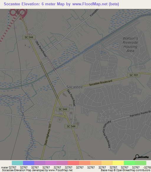 Socastee,US Elevation Map