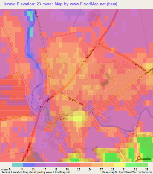 Iecava,Latvia Elevation Map