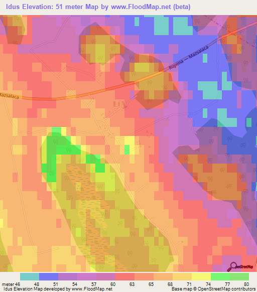 Idus,Latvia Elevation Map