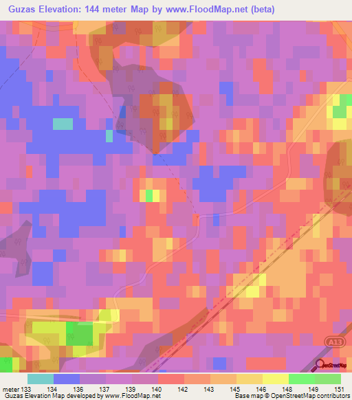 Guzas,Latvia Elevation Map