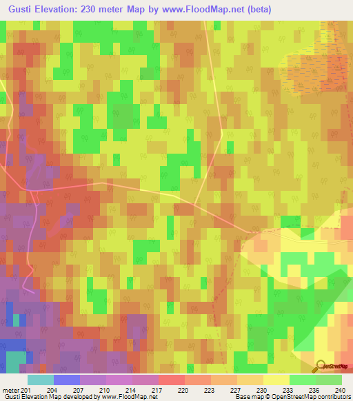 Gusti,Latvia Elevation Map