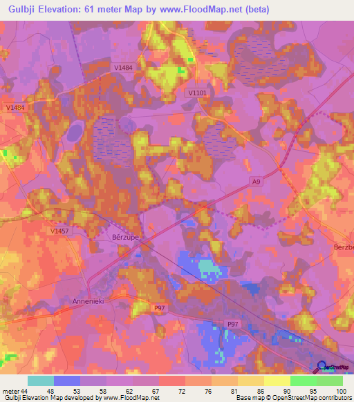 Gulbji,Latvia Elevation Map