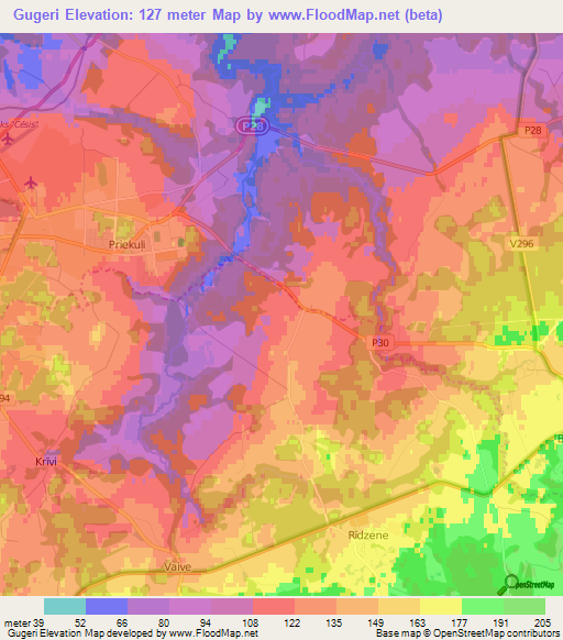 Gugeri,Latvia Elevation Map