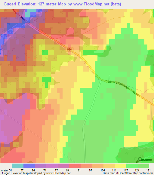 Gugeri,Latvia Elevation Map