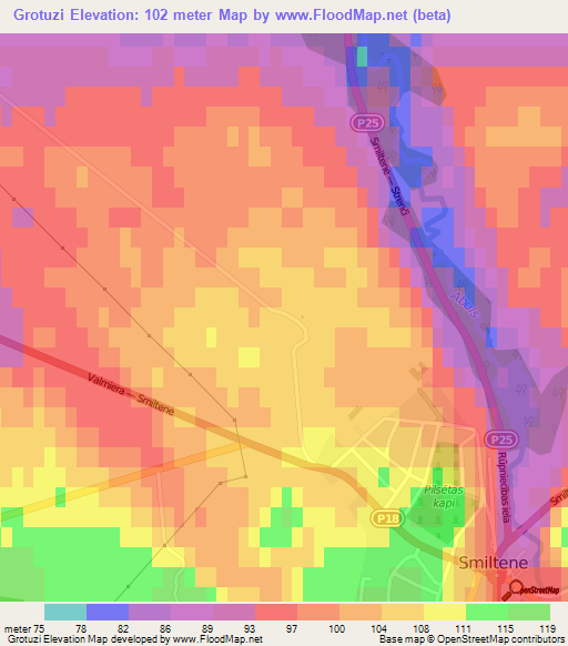 Grotuzi,Latvia Elevation Map