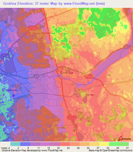 Grobina,Latvia Elevation Map