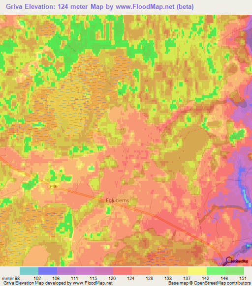 Griva,Latvia Elevation Map