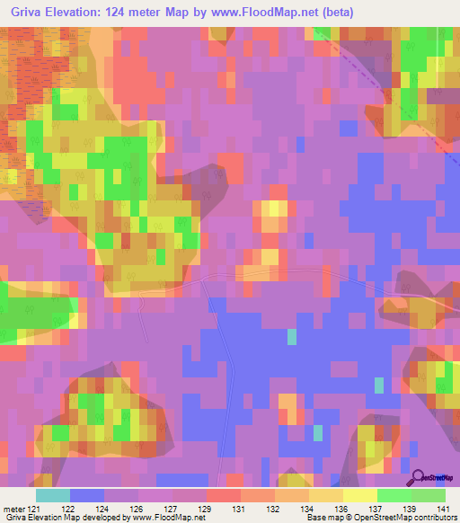 Griva,Latvia Elevation Map