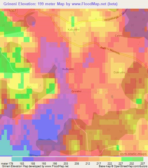 Grineni,Latvia Elevation Map