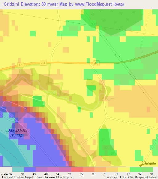 Gridzini,Latvia Elevation Map