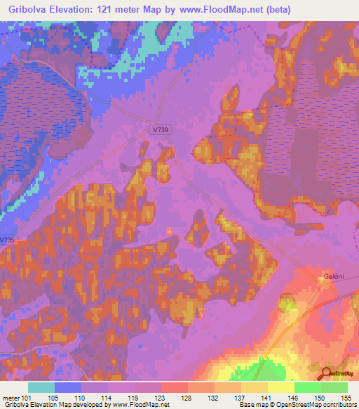 Gribolva,Latvia Elevation Map